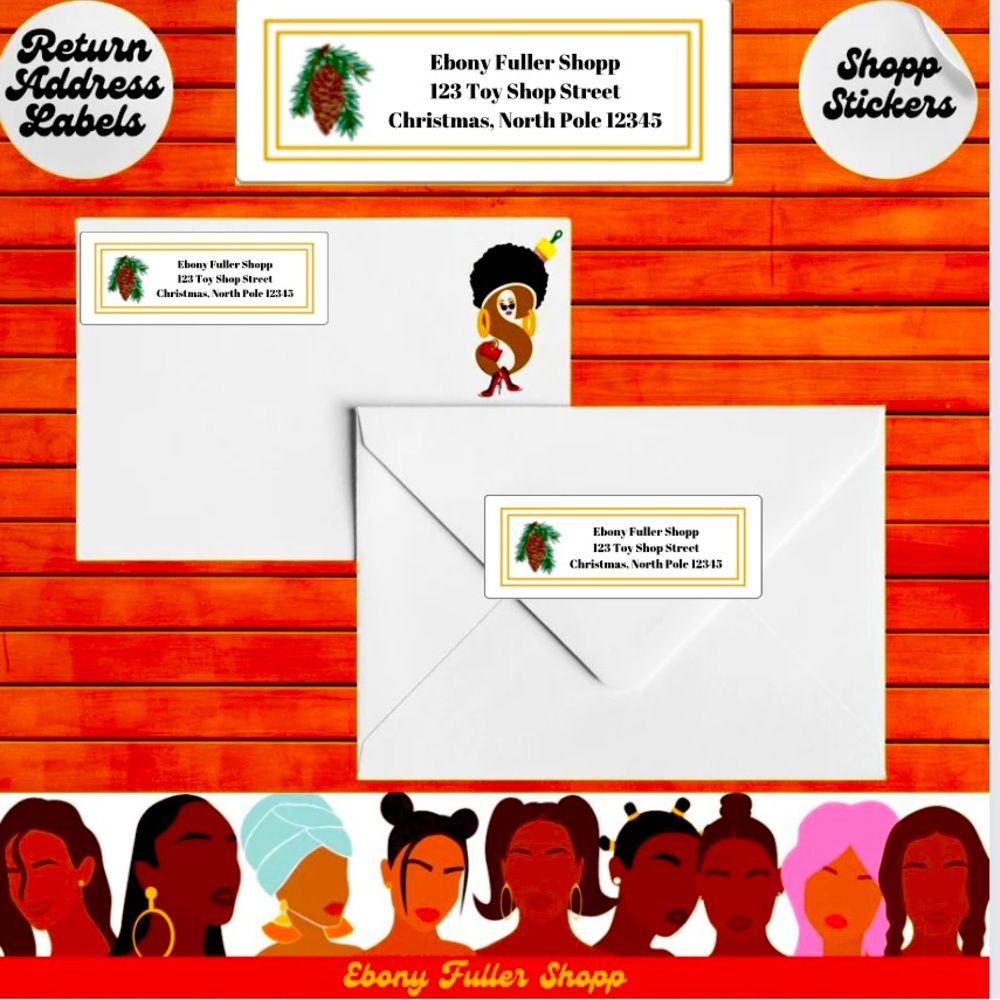 90 Christmas pine cones return address labels custom stickers.  Sticker labels